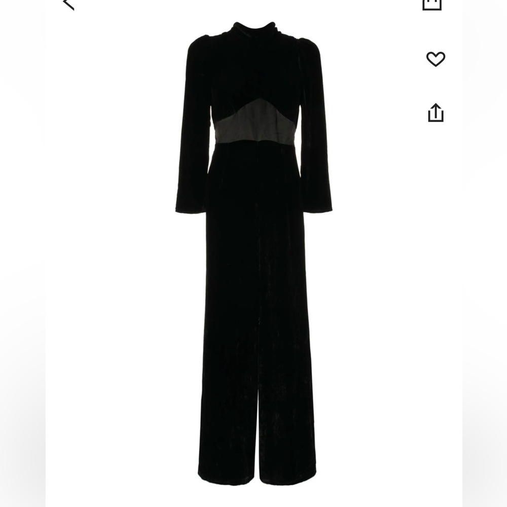 RIXO London Beatrix satin-trimmed velvet jumpsuit. Size S. NWT